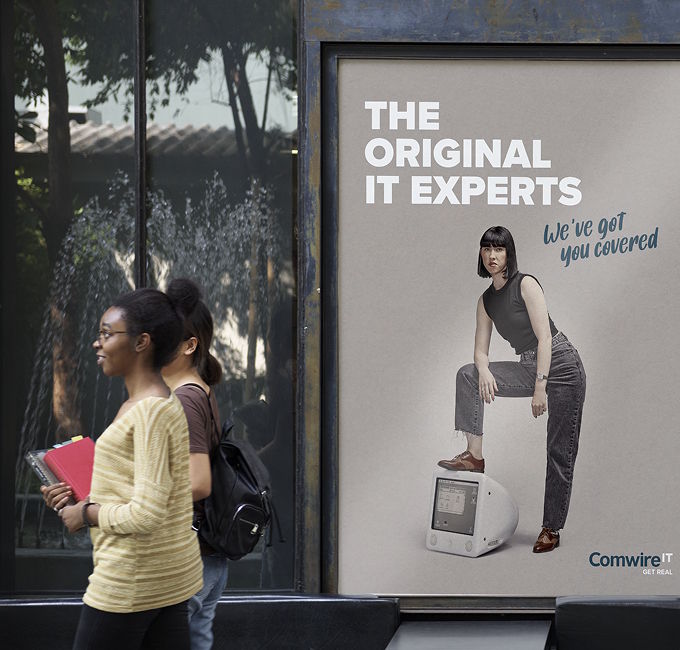 advertisement, poster, handbag, adult, female, person, woman, backpack, shoe, pants