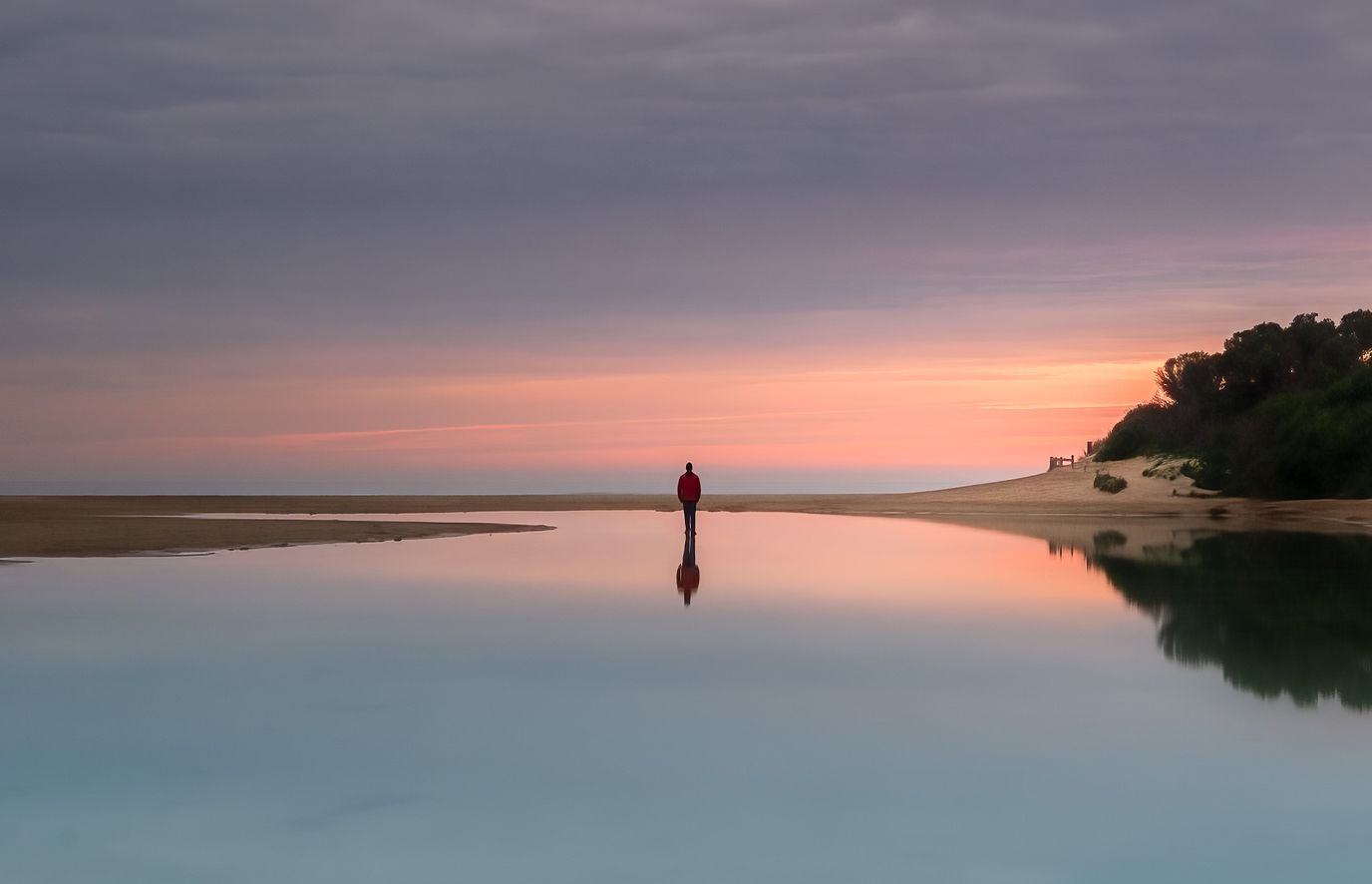 landscape, nature, outdoors, scenery, sky, water, sea, horizon, beach, person