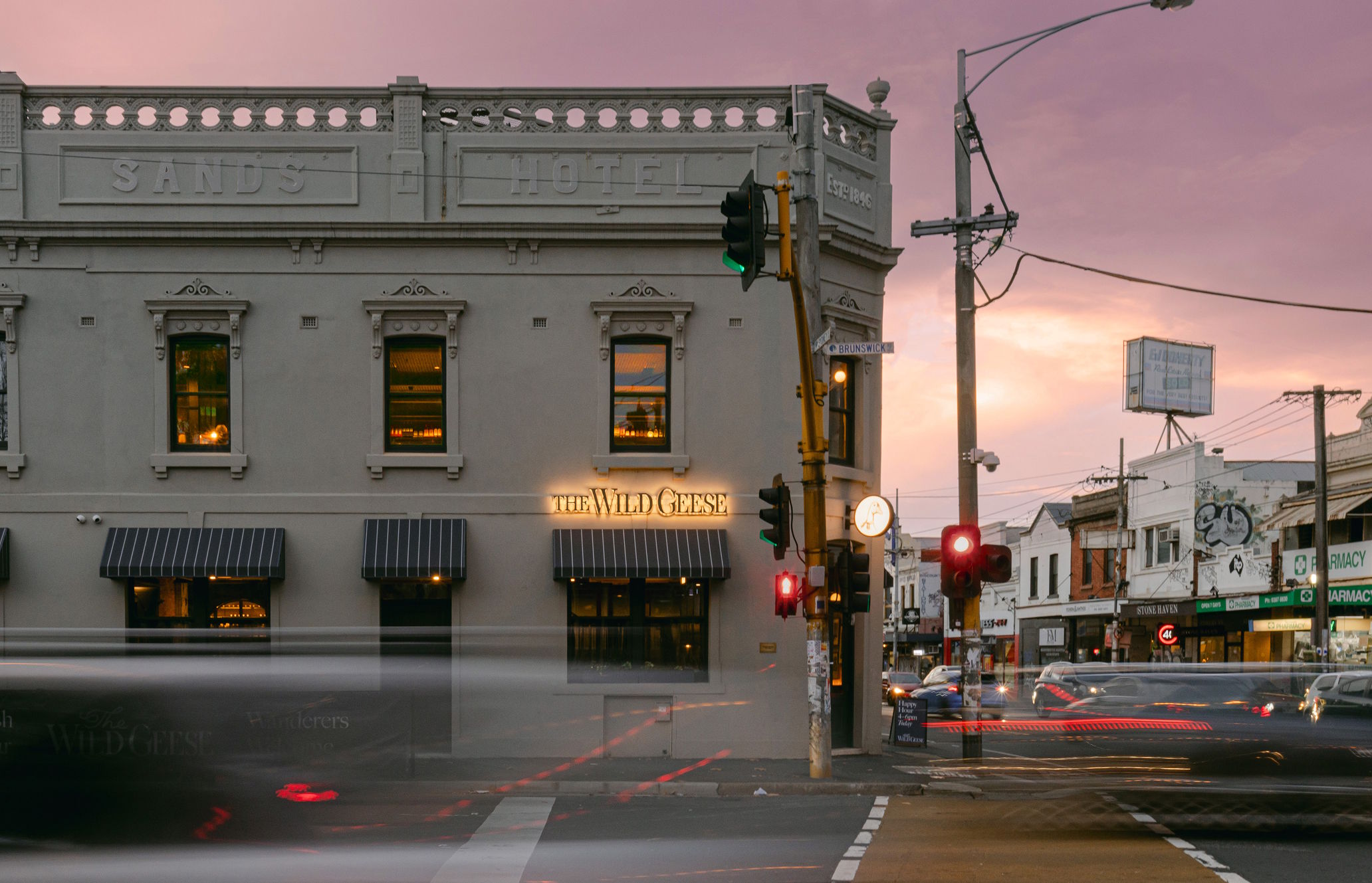 city, road, street, urban, intersection, neighborhood, light, traffic light, car, utility pole